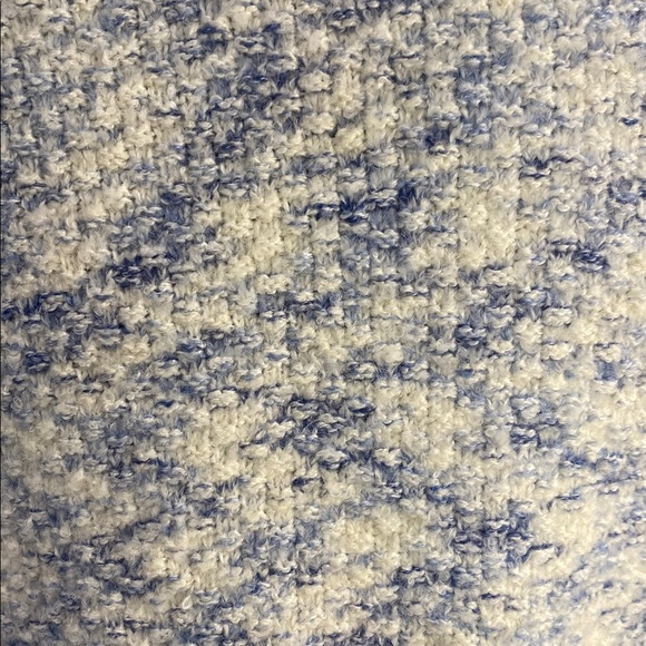 LC Lauren Conrad Sweater V-Neck Tunic Blue and Cream Knit Oversized Size Medium - Picture 8 of 10